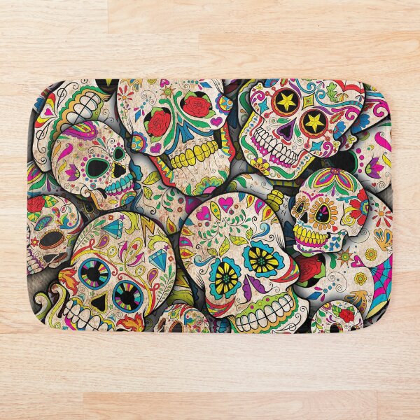 Sugar Skull Collage Bath Mat