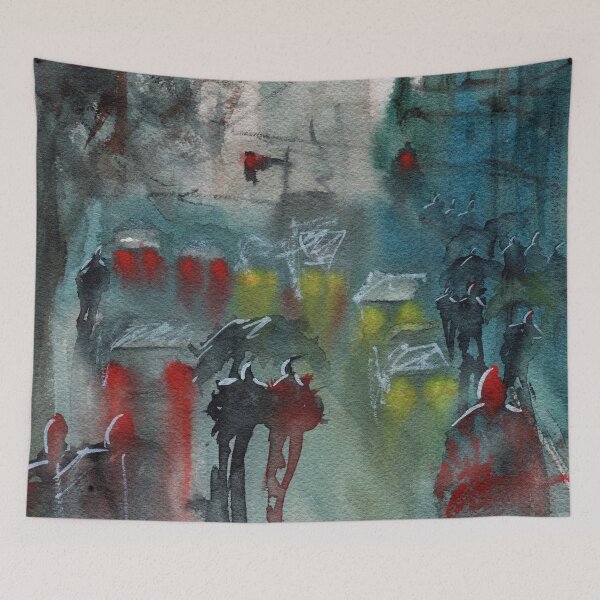 Item preview, Melbourne street scene designed and sold by darrenyeoart.