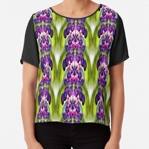 Purple Berries Abstract Nature Art Pattern Chiffon Top