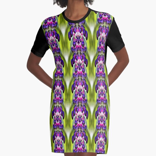 Purple Berries Abstract Nature Art Pattern Graphic T-Shirt Dress