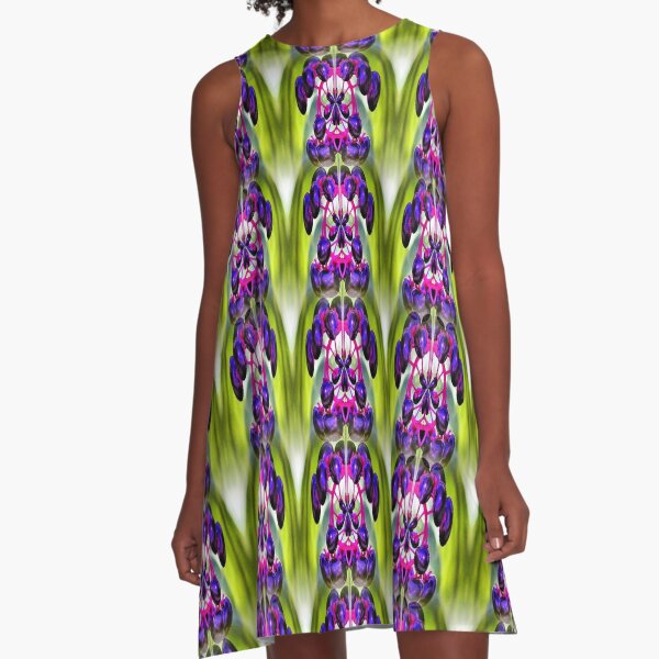 Purple Berries Abstract Nature Art Pattern A-Line Dress