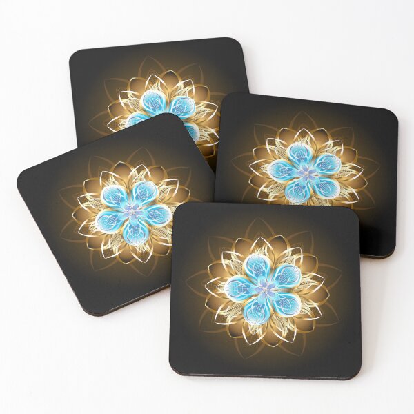 Item preview, Abstract turquoise golden flower designed and sold by Blackmoon9.