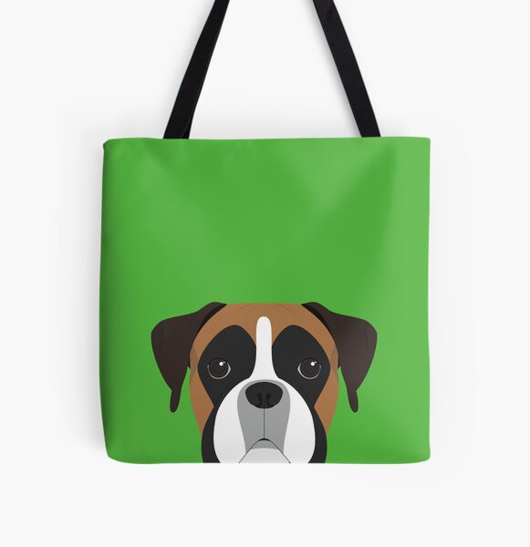 Boxer Dog Portrait Illustration All Over Print Tote Bag