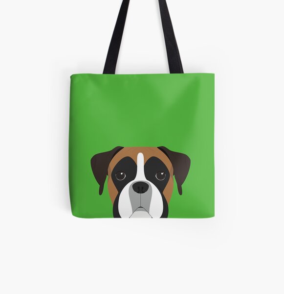 Boxer Dog Portrait Illustration All Over Print Tote Bag
