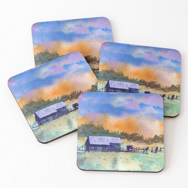 Item preview, Impressionist farm landscape in watercolour designed and sold by darrenyeoart.