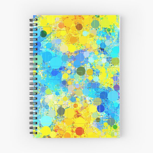 Item preview, psychedelic geometric circle pattern and square pattern abstract in yellow and blue designed and sold by Mrvell.