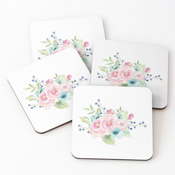 Artikelvorschau, Blumenaquarellblumenstrauß rosa blau entworfen und verkauft von junkydotcom.