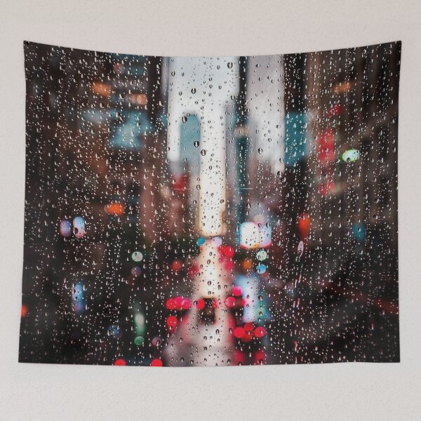 Item preview, Rain on a window looking out on a city designed and sold by MindChirp.