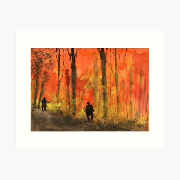 Item preview, Firefighters fighting Victorian bushfires designed and sold by darrenyeoart.