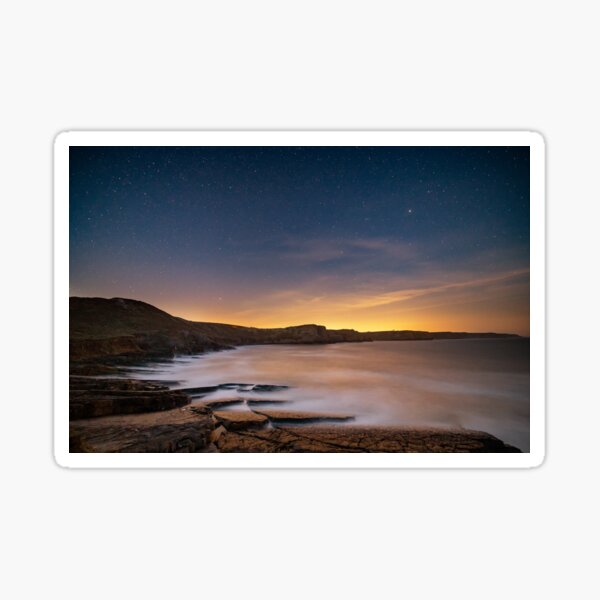 Fall Bay from Tears Point at night, Gower Sticker