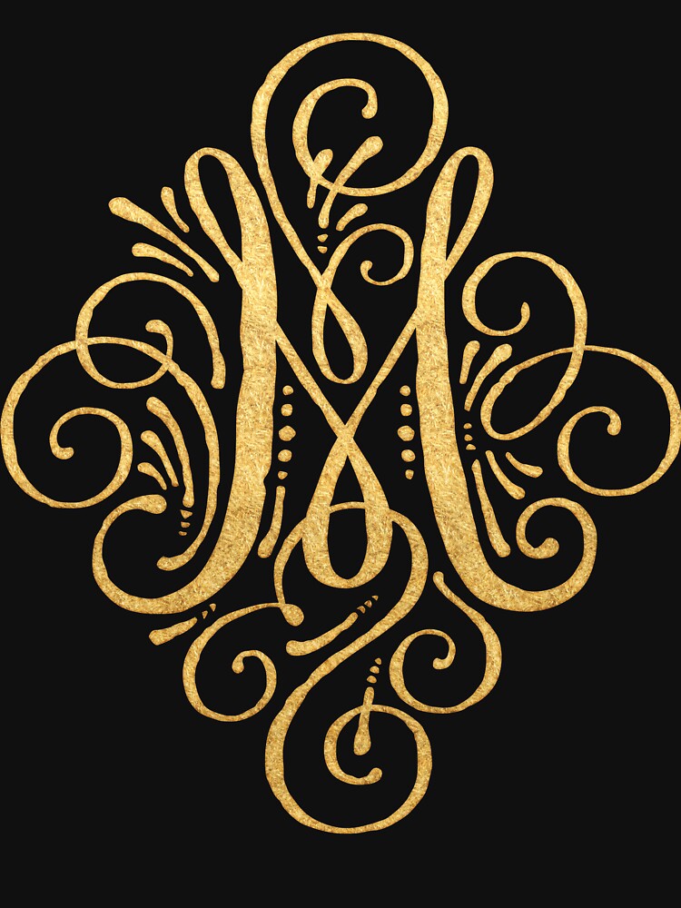 Letter M Gold Monogram Mom Mother Mommy Queen Golden Crown Premium T-Shirt