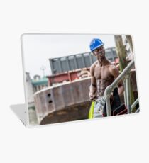 Workman at Low Tide on the Thames River with Frank Laptop Skin