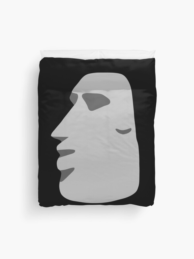 Moyai Emoji Moai Emoji Easter Island Black Duvet Cover for Sale