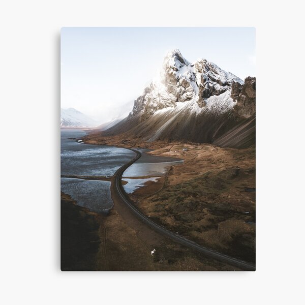 Icelandic coastal road with Eystrahorn Mountain in the background Canvas Print