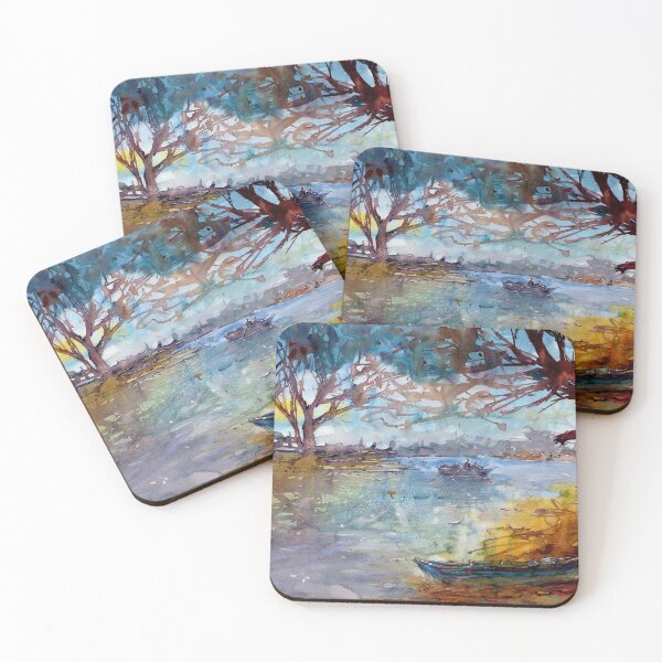 Item preview, Impressionist Boat and River Landscape in Watercolor designed and sold by darrenyeoart.