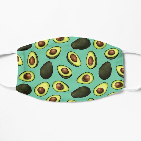 Avocado Dancing Halves on Aqua Flat Mask