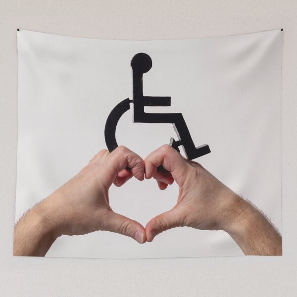 Item preview, Disabled sign with love hand shape designed and sold by simonbratt.