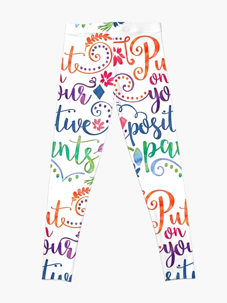Thumbnail 4 of 5, Leggings, Watercolor Quote Positive Pants designed and sold by junkydotcom.