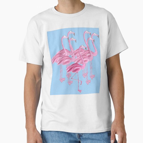 Flamingoes (blue background) Classic T-Shirt