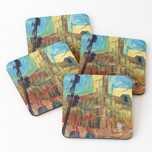 Item preview, Impressionist style painting of Melbourne GPO Street Scene Landscape designed and sold by darrenyeoart.