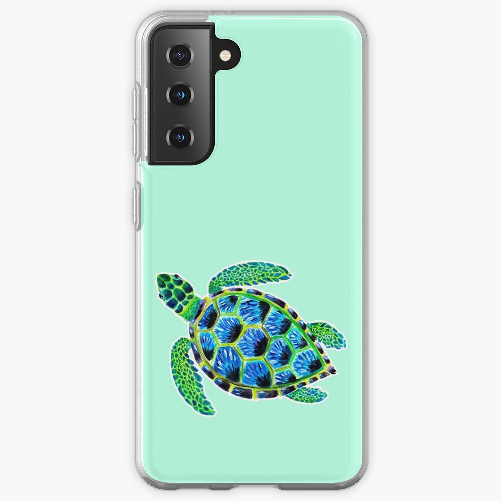 Psychedelic Green Sea Turtle in Acrylic Case & Skin for Samsung Galaxy