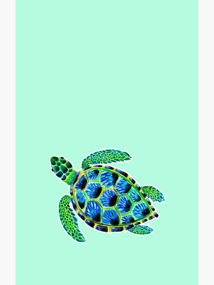 Psychedelic Green Sea Turtle in Acrylic by narwhalwall