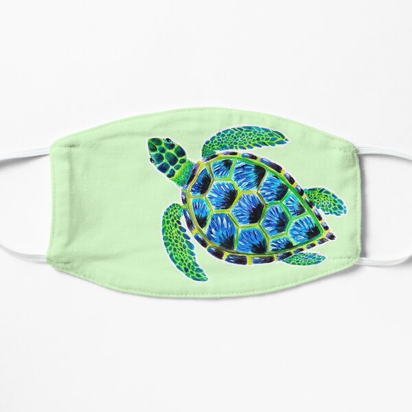 Psychedelic Green Sea Turtle in Acrylic Flat Mask