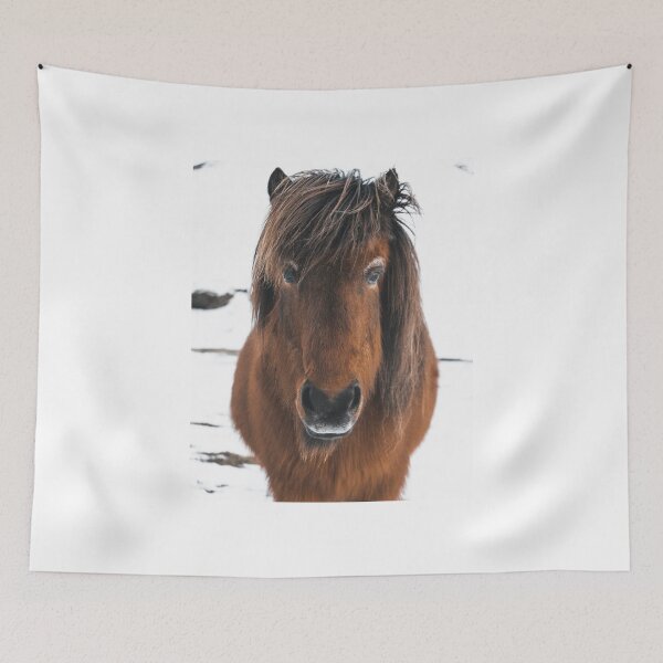 Item preview, Icelandic horse portrait in the snow in Iceland designed and sold by michieldros.