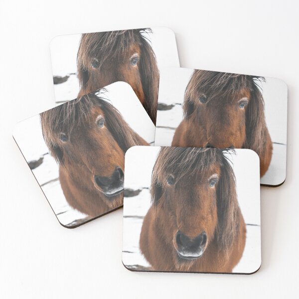 Item preview, Icelandic horse portrait in the snow in Iceland designed and sold by michieldros.