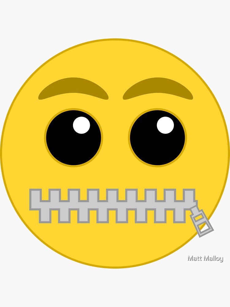 "Lips Sealed Face Emoji" Sticker for Sale by mattmalloy Redbubble