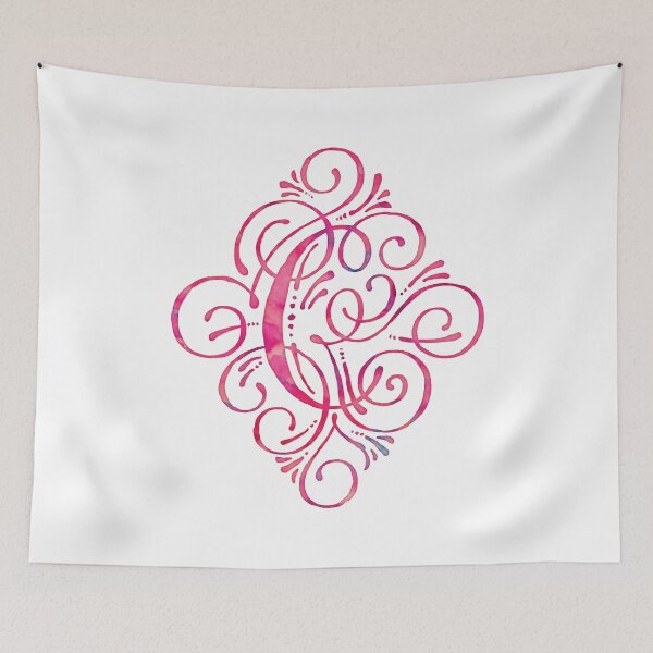 Item preview, Watercolor Monogram C Pink Turquoise designed and sold by junkydotcom.
