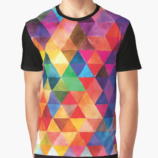 Watercolor Triangles Pattern Bright Colors Graphic T-Shirt