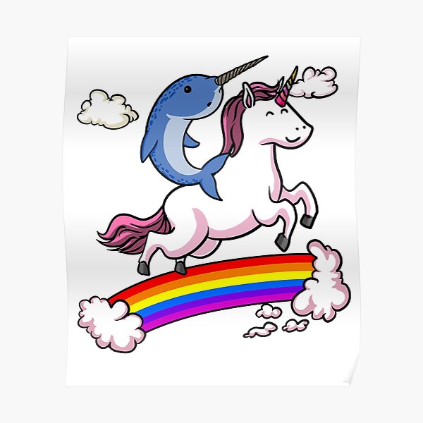 P Ster Pez Narval Montando Unicornio De Underheaven Redbubble