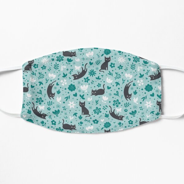 Cats frolicking in the garden (turquoise) Mask