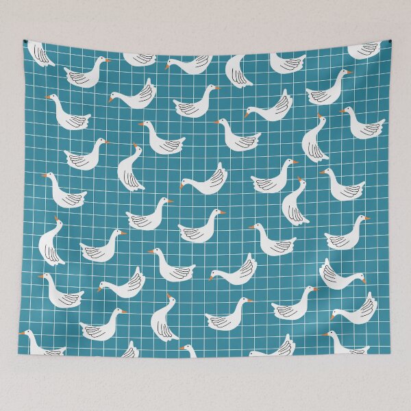 Item preview, Cute Goose on Blue Background designed and sold by kapotka.