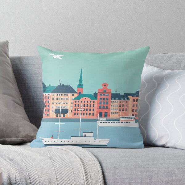 Stockholm Travel Poster Dekokissen