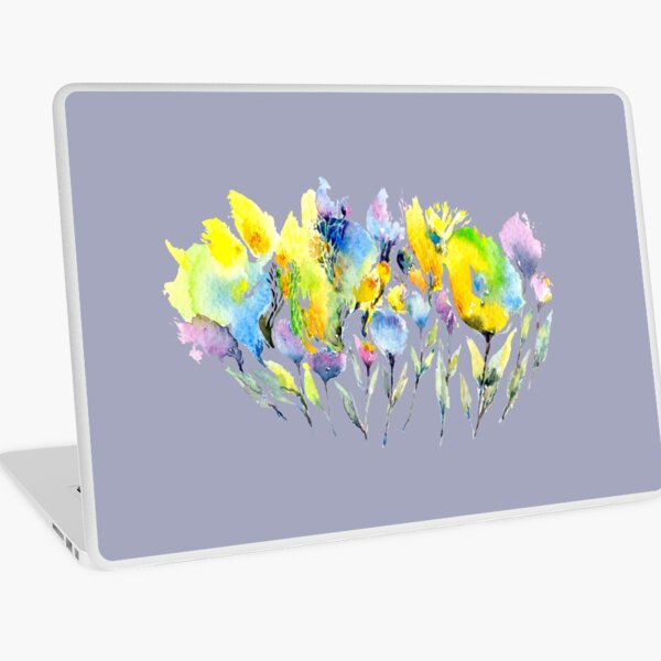 Spring Flowers - Purple Yellow and Green Laptop Skin