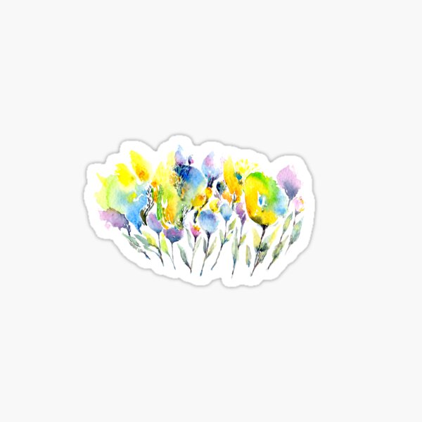 Spring Flowers - Purple Yellow and Green Sticker