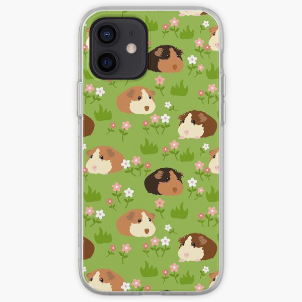 Guinea Pig and Flowers - Green iPhone Soft Case