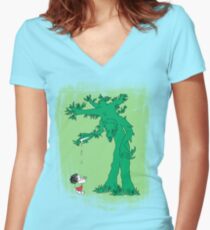 The Giving Treebeard on Lime Women's Fitted V-Neck T-Shirt