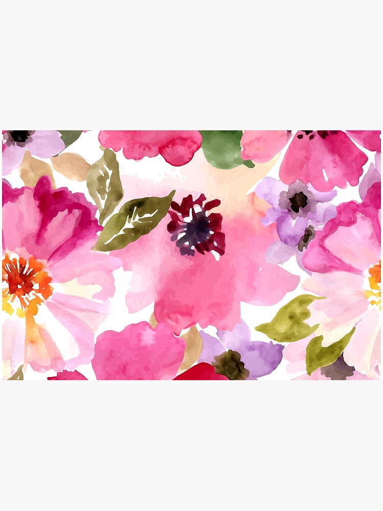 Aperçu 2 sur 2. Skin adhésive d'ordinateur avec l'œuvre Aquarelle Fleurs Rose Fuchsia créée et vendue par junkydotcom.