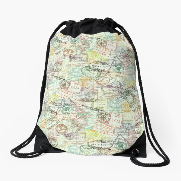 Drawstring Pochette Green Stamp