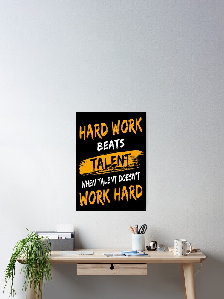 Thumbnail 2 of 3, Poster, Hard Work Beats Talent Gym Quote designed and sold by kleynard.