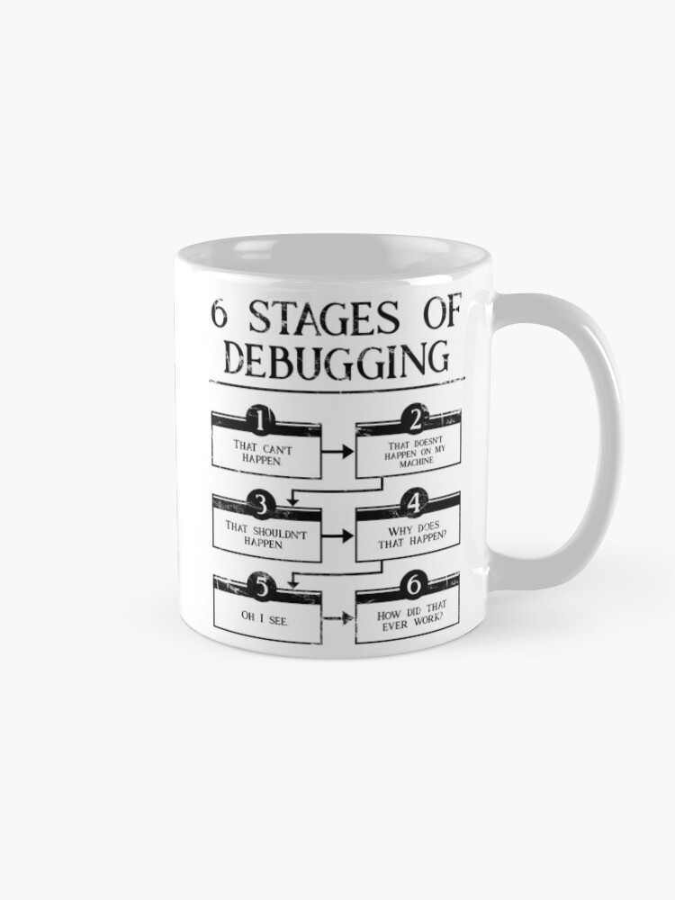 Alternate view of 6 Stages Of Debugging Mug