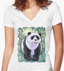 Animal Parade Panda Bear Women's Fitted V-Neck T-Shirt