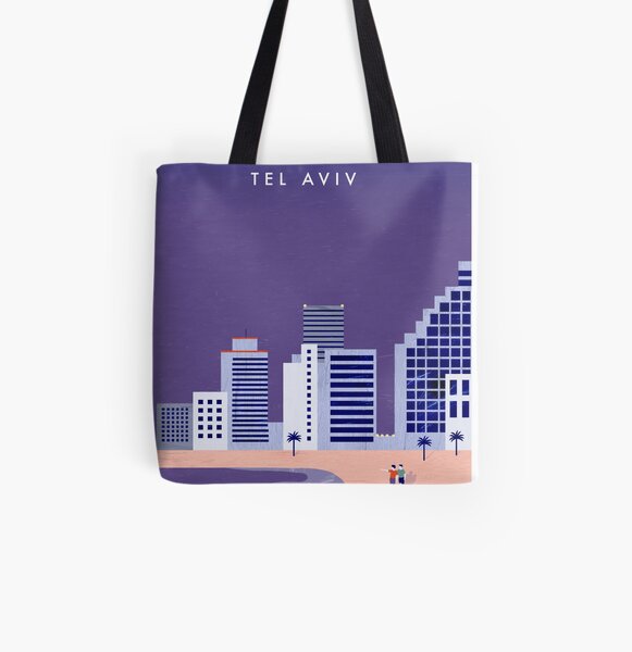 Tel Aviv Travel Poster Allover-Print Tote Bag