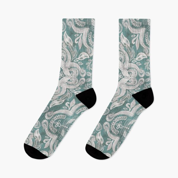 Item preview, Teal and grey dirty denim textured boho pattern designed and sold by micklyn.