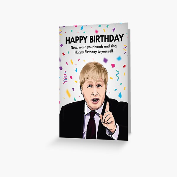 satire conservatives BOJO greeting cards UK tories humour Boris Johnson red bus political Brexit pressy on its way funny birthday