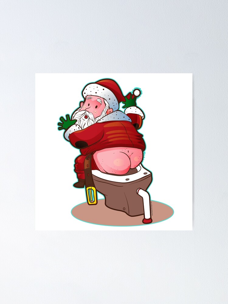 CHRISTMAS SANTA TOILET RESTROOM DOOR COVER POSTER DECORATION PROP 