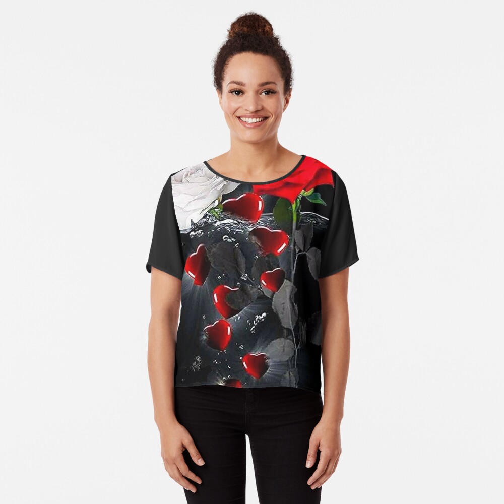 Emerging Heart and Rose Chiffon Top